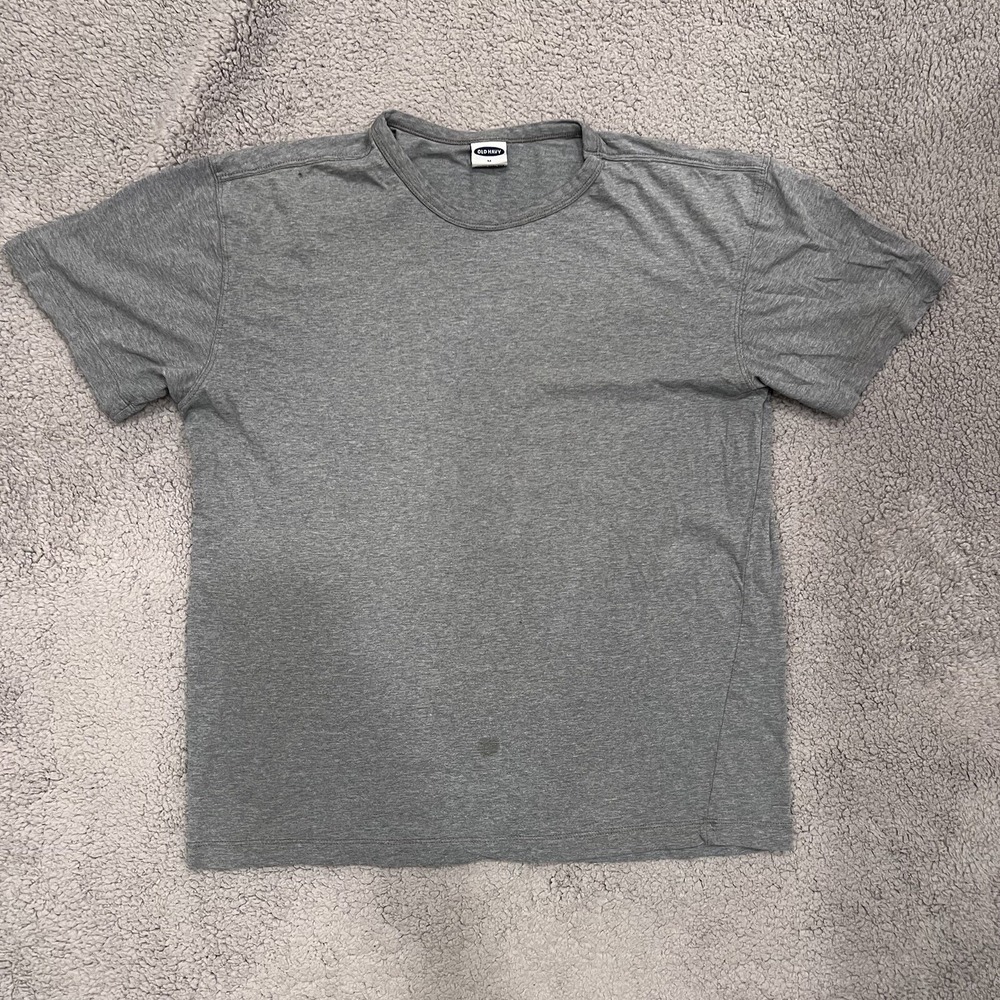 Old Navy Shirt Mens Medium Gray Short Sleeve Crew Neck Solid Minimal Cotton
